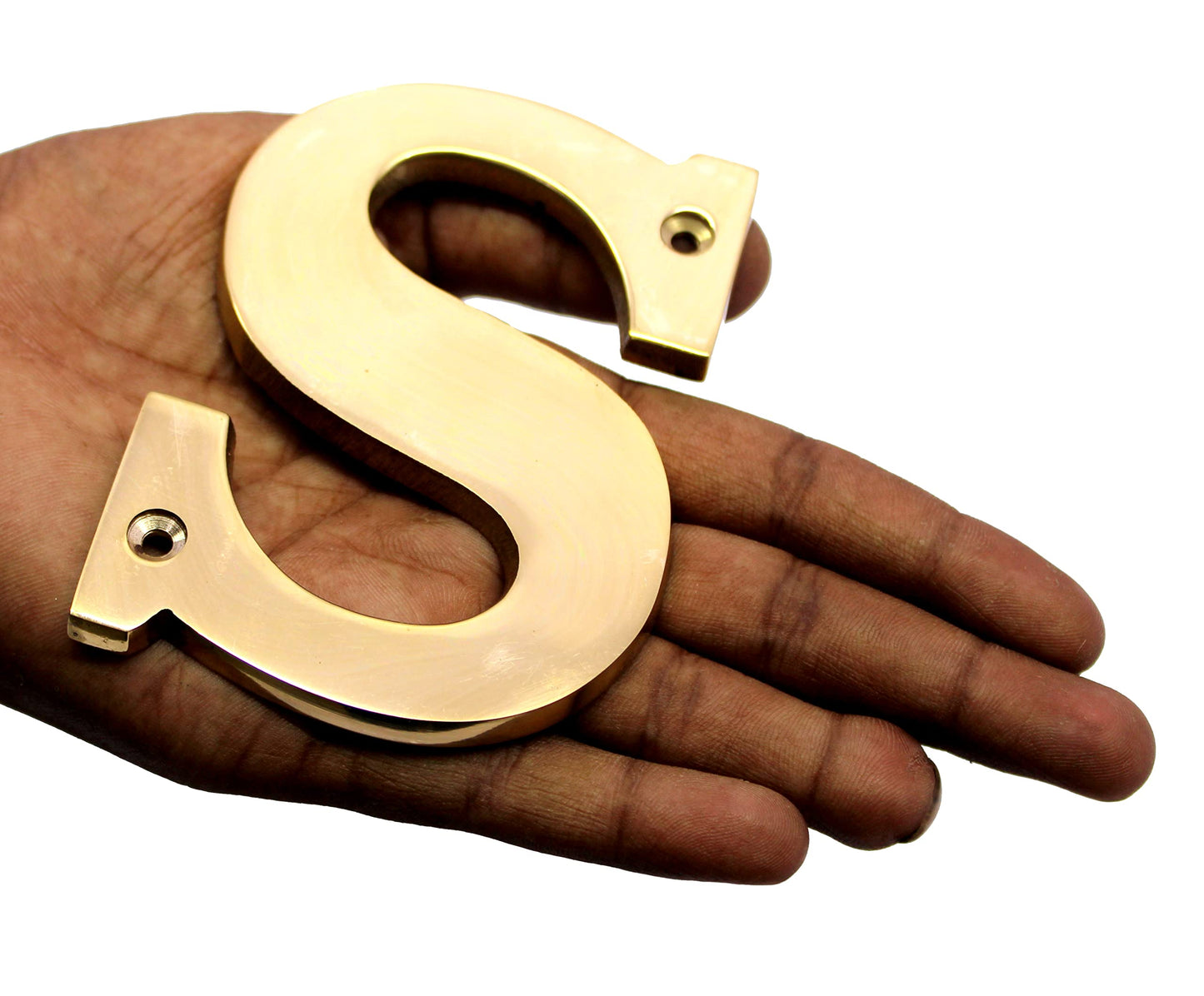 eSplanade Brass House Hotel Door Name Plaque - Golden - 4" Inches ('A' Alphabet - 4") ('S' Alphabet - 4")