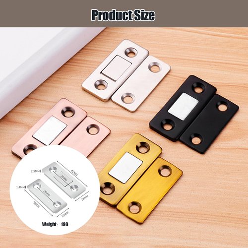 Magnetic Cabinet & Furniture Door Catch - Quiet Ultra Thin Catches with Screws Drawer Magnet Latch for Sliding Door Closure Closet Closer, Invisible Anti-Collision Door Catches (Black, 4)