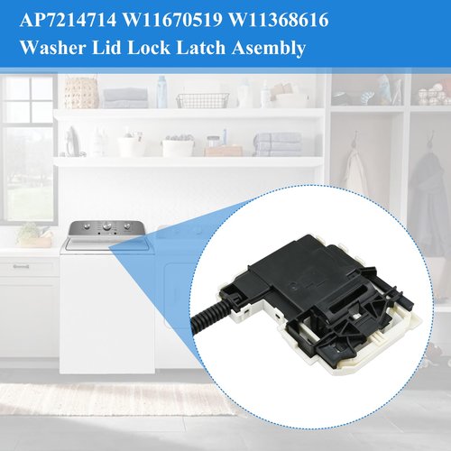 W11670519 AP7214714 W11368616 Washer Lid Lock, Washing Machine Lid Lock Latch Assembly (3 Wire) Compatible with Whirlpool & may-tag MVW4505MW0, MVW4505MW1, etc. Part Number: PD00085482,4981394, etc.