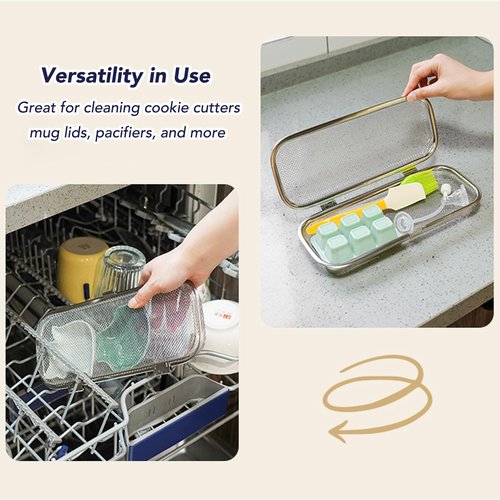 HOZETOKE Dishwasher Basket, 18/8 Food-Grade Stainless Steel Dishwasher Basket for Small Item, Bottle Accessories, Scoops, Forks, Chopsticks Cleaning, Silver
