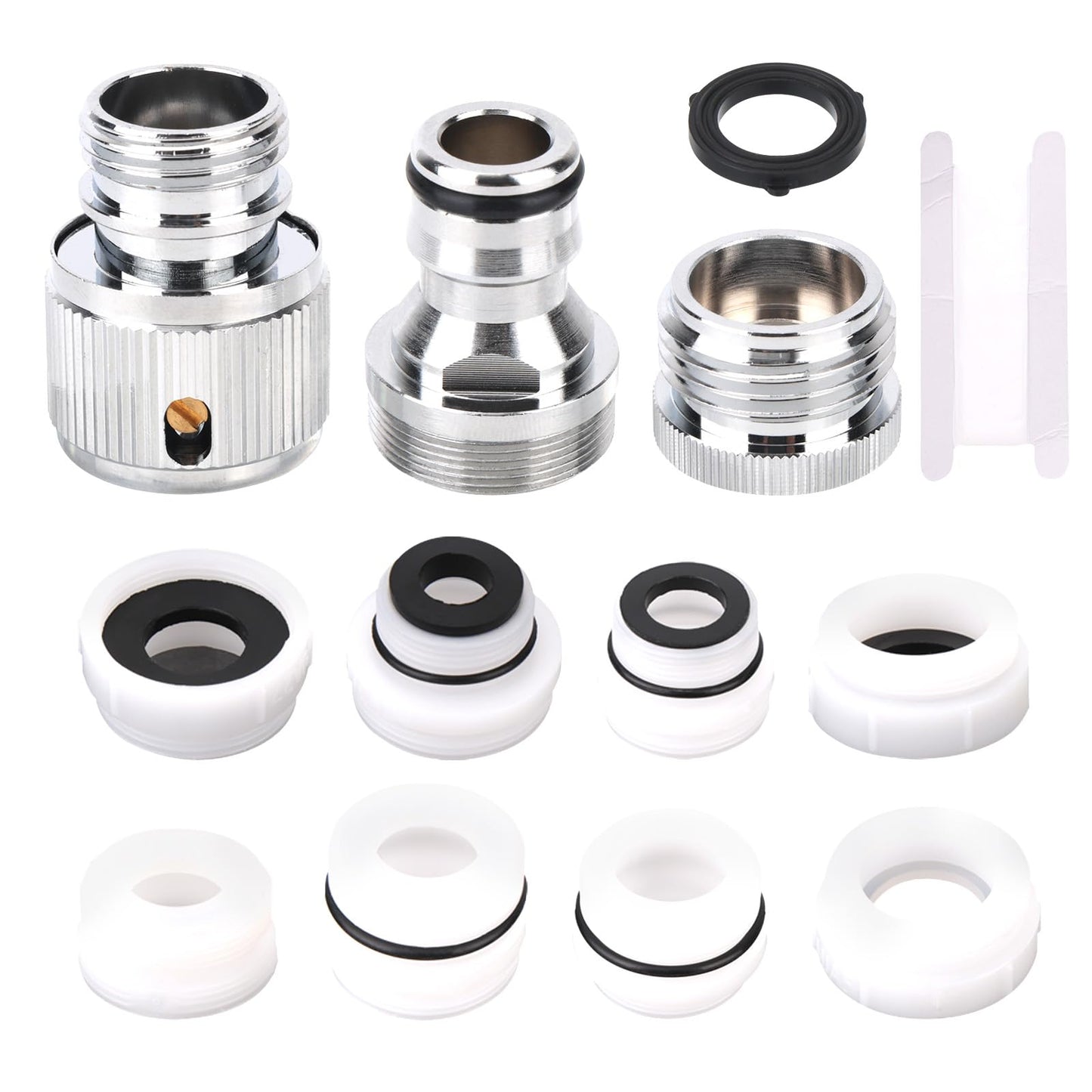 3 Pack Faucet Adapter Set, Quick Connect Sink Faucet to Garden Hose Aerator Adapter Dishwasher & Washing Machine Coupler Connector for Kitchen, Bathroom, Pet Bathing, Garden, and Shower Hose