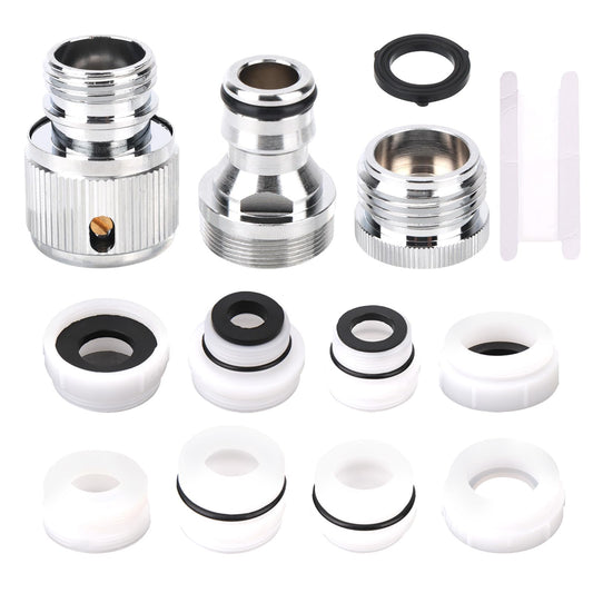 3 Pack Faucet Adapter Set, Quick Connect Sink Faucet to Garden Hose Aerator Adapter Dishwasher & Washing Machine Coupler Connector for Kitchen, Bathroom, Pet Bathing, Garden, and Shower Hose
