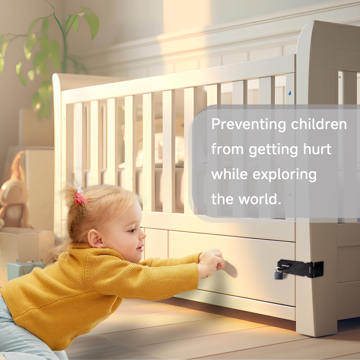 7-1/2 Inch Hasp Latch Heavy Duty, 1 Pack Stainless Steel Padlock Latch 0.11 Inch Thick, Black Finish Security Door Hasp Latch for Gates, Outdoor Doors, Cabinet, Drawer(8 Screws Included)