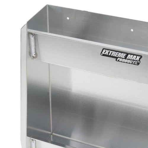 Extreme Max 5001.6205 Wall-Mount Aluminum 2-Shelf Open Storage Cabinet for Race Trailer, Garage, Shop, Enclosed Trailer, Toy Hauler - Silver