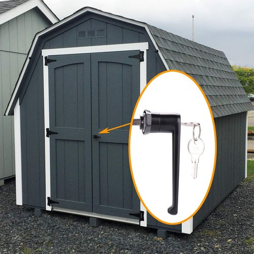 HauSun Shed Door Handle Lock Kit 4-1/2" L Handle with 2 Keys and 2 Screws, 4-1/2" Stem for Shed, Gate, Barn, Garage, Playhouse, Chicken Coop Door Lock and More, Black (L Handle)