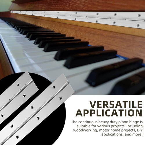 Gisafai 2 Pack Continuous Piano Hinges, Heavy Duty Stainless Steel Piano Hinge, Smooth Polished Folding Continuous Hinge, 0.04 Inch Leaf Thickness, 2 Inch Open Width for Cabinet Door (72 Inch)