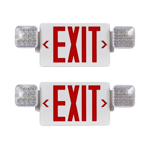 CM MZY Red Exit Sign with Emergency Light, Two Adjustable Square Head,Exit Sign with Battery Backup,US Standards,UL Certified,Exit Sign Combo for Business,AC 120/277V,2 Pack