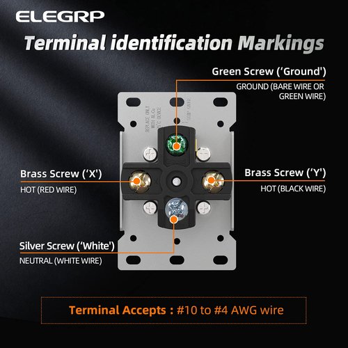 ELEGRP 50 Amps 125/250V Range Oven Stove Receptacle, Flush Mounting Power Outlet, NEMA 14-50R, Straight Blade Heavy Duty Range Receptacle, Grounding, 3 Pole 4 Wire, UL Listed, 1 Pack