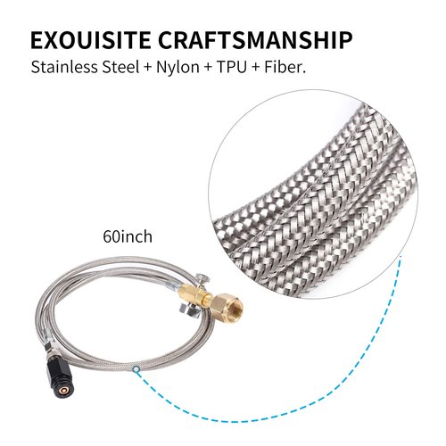 GURUDAR CO2 Cartridges CO2 Tank Direct Adapter with 60Inch High Pressure Hose, CGA320 CO2 Cylinder to Sparkling Water Maker Soda Maker direct Connector for SodaStream Drinkmate Aarke