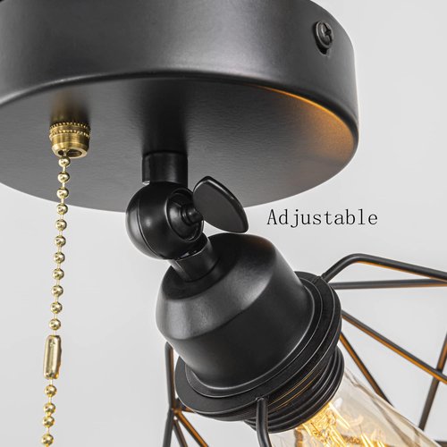 SKIVTGLAMP Adjustable Light, Zipper Switch 12V RV Industrial Twine Natural Boho Hollow-Carved Designed Rattan Shade, E12 Socket Semi Flush Mount Interior Lighting Decorative for RV Camper Hallway