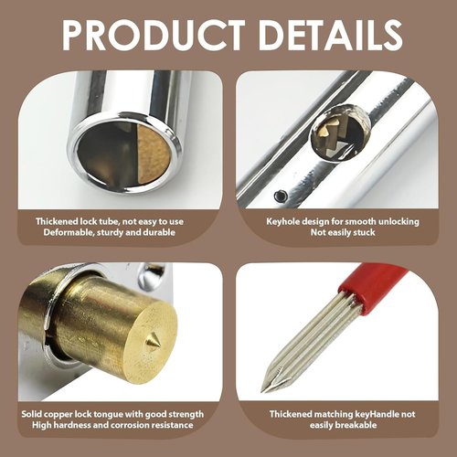 2Pcs Mortice Door Bolts With Star Key AntiTheft Door Security Rack Bolts Pipe Tube Well Security Mortise Lock Enduring
