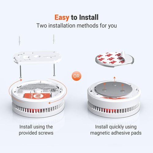 Jemay Smoke Detector Fire Alarms 9V Battery Operated with Photoelectric Sensor, Smoke Alarms Easy to Install, 1 Pack