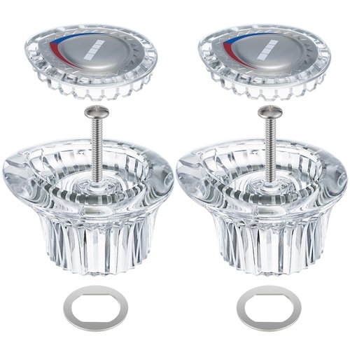 Enhon 2 Pack Shower Knob Handle Kit Compatible with Moen 96797 Chateau Collection, Replacement Faucet Handle Kit for Bathroom Tub and Shower, Include Screws, Chrome Knob Insert