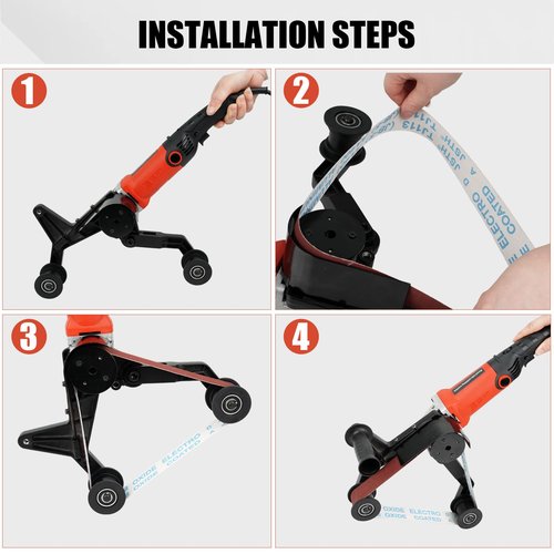 BBTEQEKN Pipe Tube Polisher Sander, 110V 800W Pipe Belt Sander with 6 Variable Speeds 500-10000rpm, Handheld Grinding Sanding Tool with 50PCS Sanding Belts for Burnishing Finishing Rust Removal
