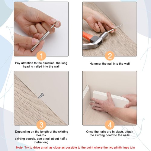 200Pcs Double-Head Skirting Thread Seamless Nail, Skirting Line Without Marks Nail, Invisible Security Screws Equipped with Nail Specific Sleeve Tool
