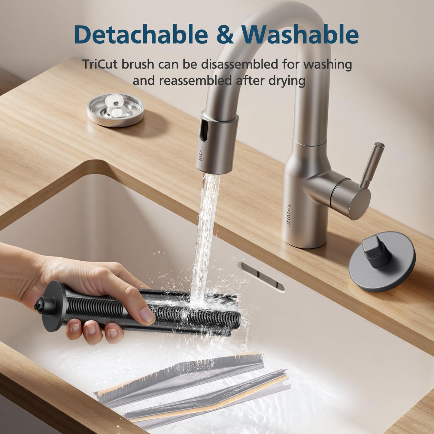 TriCut Brush for Dreame L40 Ultra, X40 Ultra, X40 Master, L10s Ultra, L10s Pro Ultra, L20 Ultra, L30 Ultra, X30 Ultra, for MOVA P10 Pro Ultra, P10 Ultra, P50 Pro Ultra, S10, S10 Plus