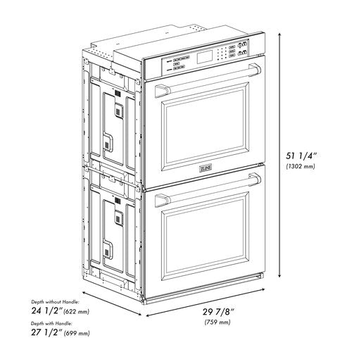 ZLINE 30 in. Autograph Edition Professional True Convection Double Wall Oven with Air Fry and Self Clean in Stainless Steel with Polished Gold Handles (WADZ-30-G)