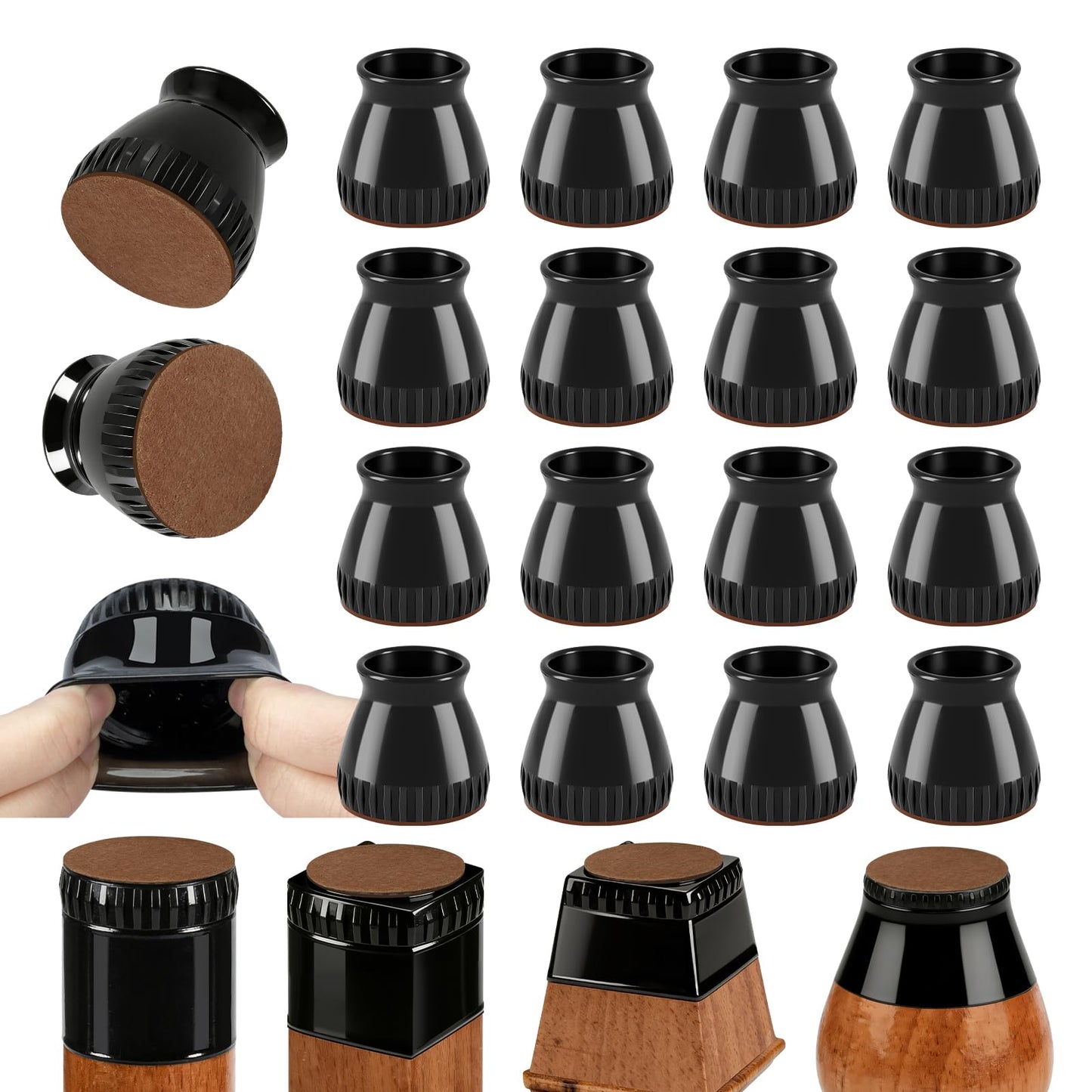 Chair Leg Floor Protectors, 24 Pack Silicone Furniture Pads for Hardwood Floors, Anti-Scratch Furniture Sliders Felt Pads, Noise-Reducing Chair Feet Covers, Table Legs Fit Sizes to(1.3" to 1.97")