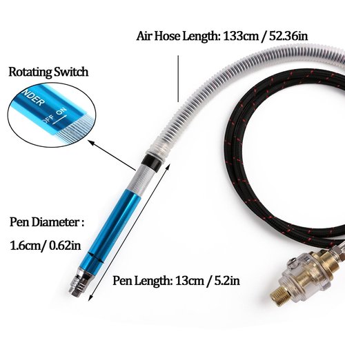 Valianto 1/8" (3mm) Air Micro Grinder, Pneumatic Pencil Die Grinder, 58000 RPM Free Speed
