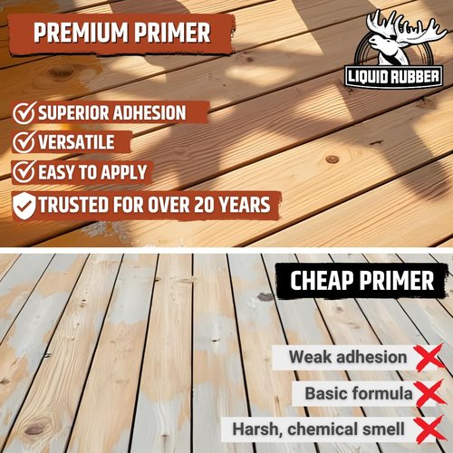 Liquid Rubber Multi-Purpose Primer - Use on Concrete and Wood, Water-Based Non-Toxic and Fast Drying, Easy to Apply, 1 Gallon