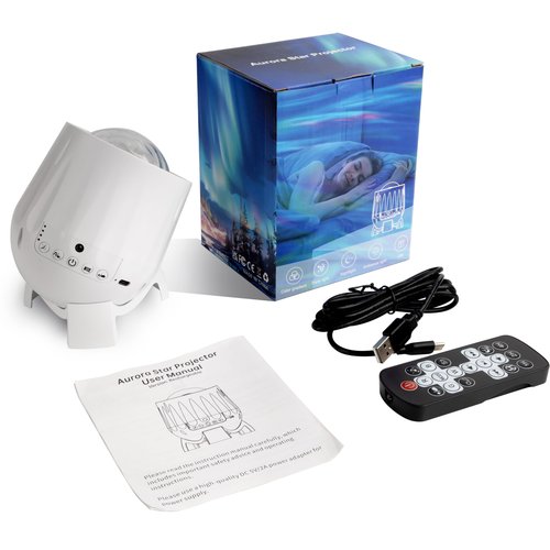 Twelvetooo Northern Lights Projector, Rechargeable Battery Star Night Light with Bluetooth Speaker, White Noise Sleep Aid & Timer, Bedroom Galaxy Projector Decor, Gift for Kids, Adults