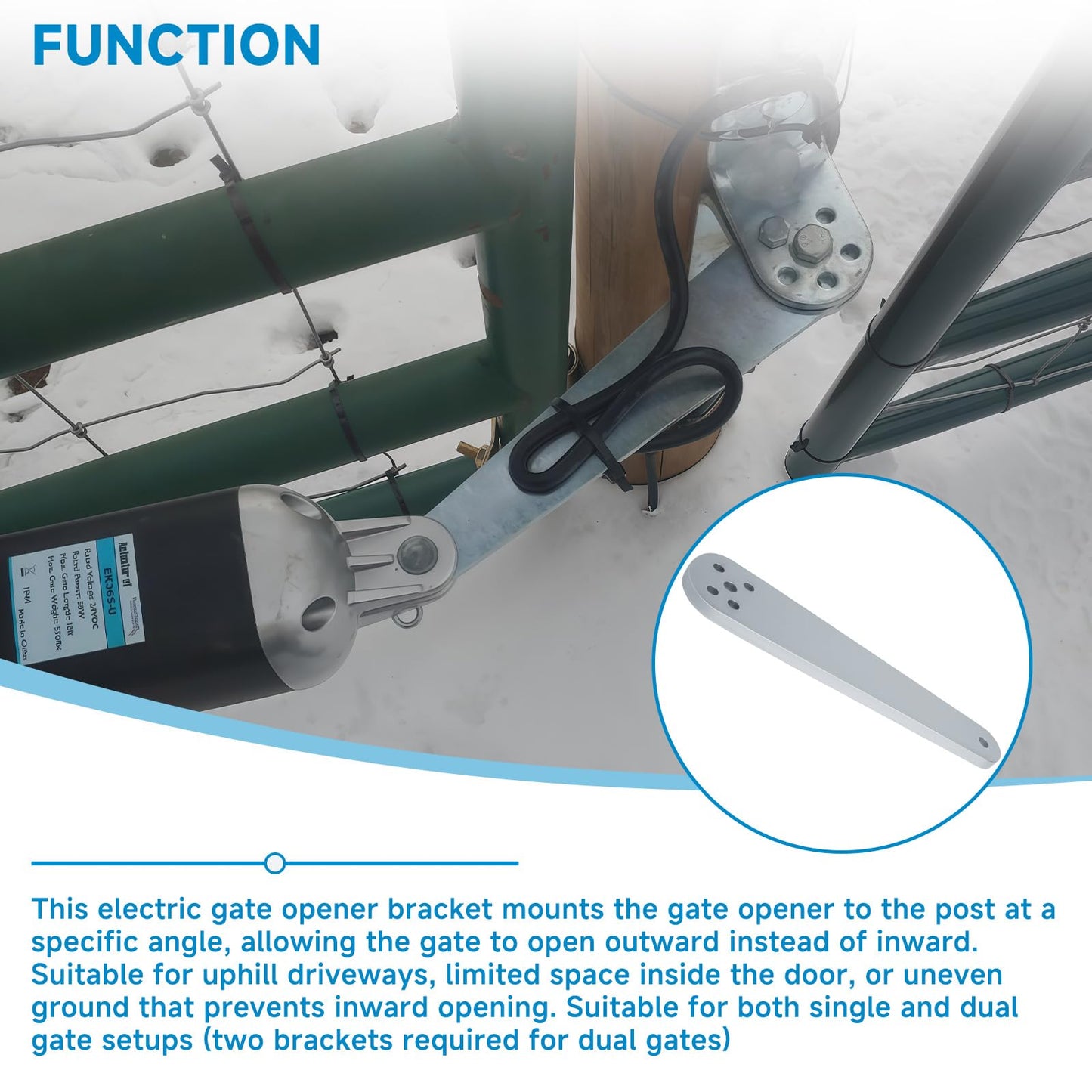 Cutetool FM148 Push to Open Gate Bracket Compatible with Mighty Mule Automatic Gate Openers, Heavy-Duty Solid Steel Electric Gate Opener Mounting Bracket