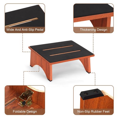 Step Stool Foldable, One Step Stool with Non-Slip Rubber Feet, Collapsible Wooden Step Stools for Adults Seniors, 450 LBS Portable Bed Steps for High Beds, Kitchen, Bedroom, Bathroom, RV, No Assemble