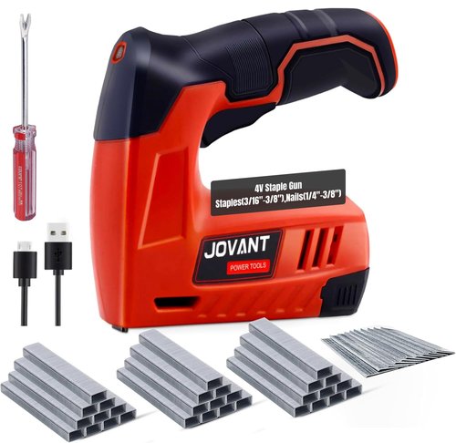 Electric Staple Gun with 3650 Staples and Staple Remover,Upholstery Staple Gun Heavy Duty for Wood, Crafts, Carpentry,Decoration DIY,4V 2 in 1 Cordless Brad Nailer fits 3/16"-3/8" Staples,Nails