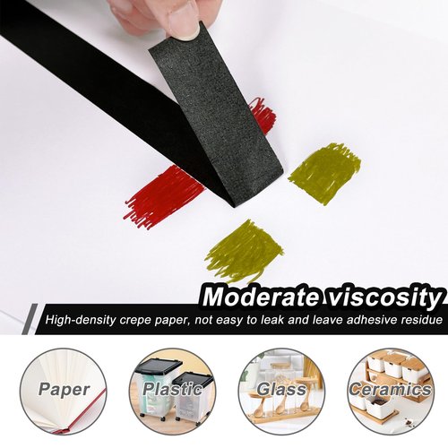 GUOKOFF Black Masking Tape, 2 Inch x 55 Yards x 1 Rolls, Black Painters Tape, General Purpose Painting Adhesive Tape for Arts DIY Crafts Labeling