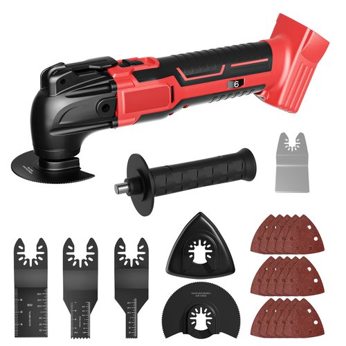 LED Work Cordless Oscillating Tool for Milwaukee 18V Battery, 22Pcs Oscillating Multi Tool Kit with Auxiliary Handle, 6 Variable Speed, Oscillating Saw for Scraping Sanding Cutting Wood(No Battery)