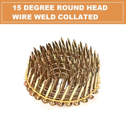 BHTOP 3600 Count Coil Roofing Nails 3/4-Inch x .120-Inch for Roofing Nail Gun, 15 Degree Round Head Wire Weld Collated Roofing Nail, Smooth Shank Electro Galvanized Air Nails for Roofs