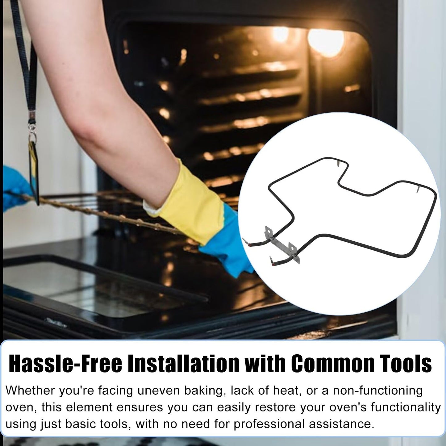 WB44T10010 Range Oven Bake Heating Element Fit for GE Oven JBS55DM1BB JBS55DM1CC JBS55DM1WW JBS55DM2BB JBS55DM2CC JBS55DM2WW JBS55DM3BB JBS55DM3WW Replaces AP2030996, 770549 by YTXXDEUS