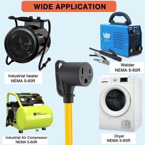 AMAKE NEMA L14-30P to 6-50R Generator Welding Machine Adapter Plug Power Cord,4 Plugs to 30 Amps RV Generator Adapter Cord,1FT 10AWG Heavy-Duty STW,for RV Generators