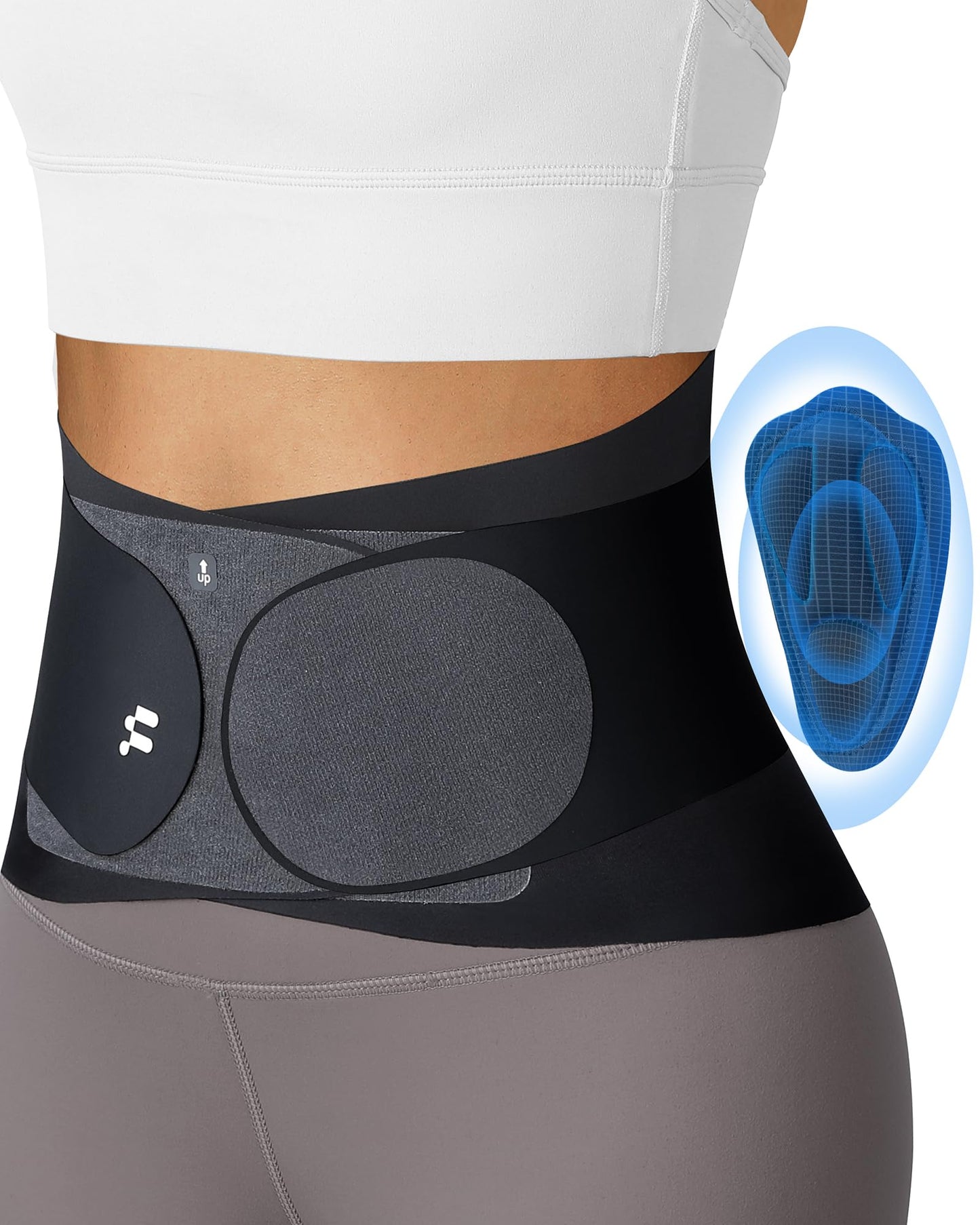 Fitomo 0.5mm Ultra Thin Back Brace for Women Men, 3D Lumbar Pad, Seamless Yoga Fabric, Lightweight Back Brace for Lower Back Pain Relief, Sciatica, Posture, Lifting, Wearg Under Clothes, Black, S