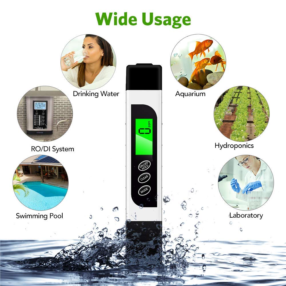 Digital TDS Meter, Hofun 3 in 1 TDS, EC & Temperature Meter, Accurate & Reliable PPM Meter, Water Testing kits for Drinking Water Quality, Tap, Well, Swimming Pool, Aquarium, RO/DI System, Hydroponics