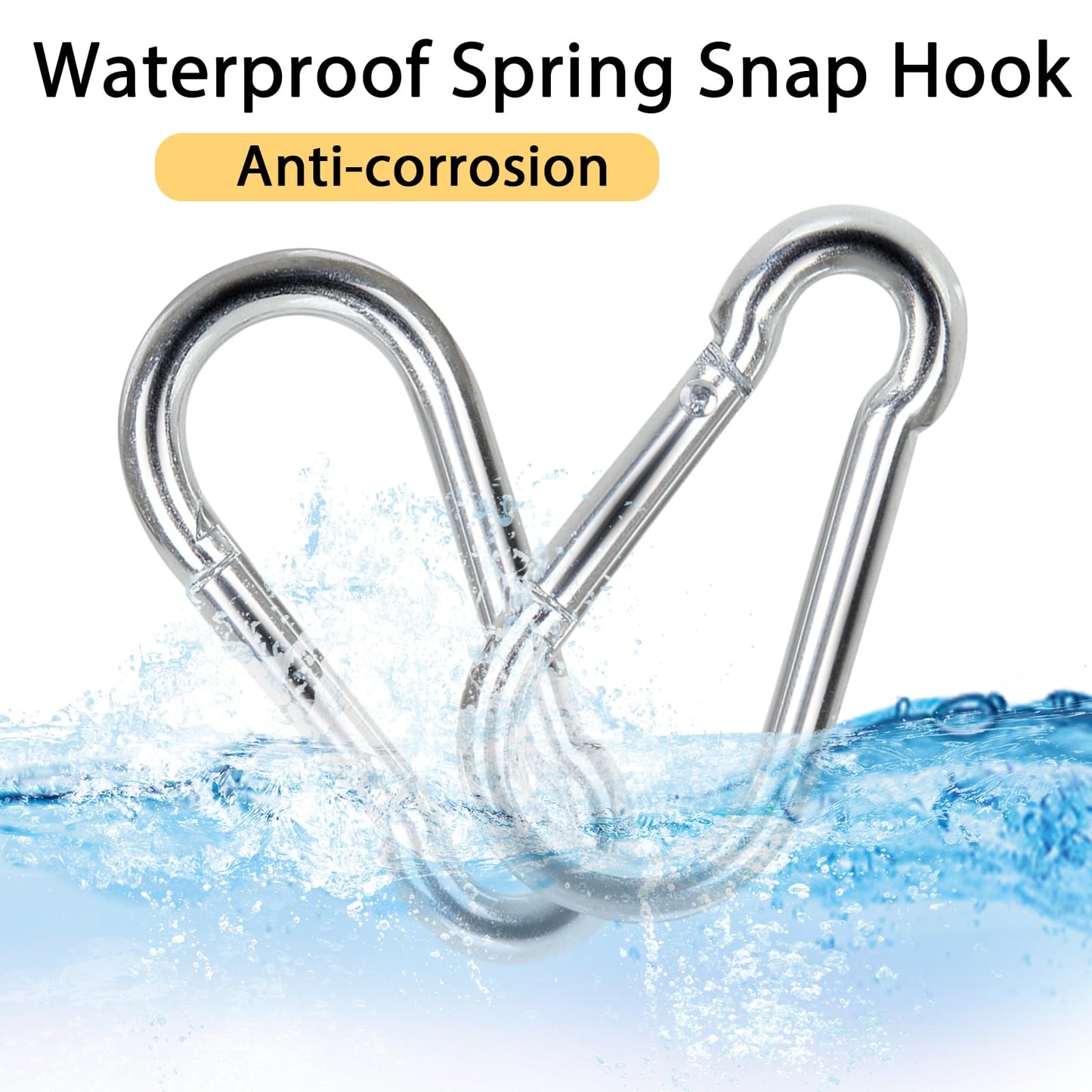 Acrux7 60Pcs M6 Carabiner Clip 2.5 Inch Heavy Duty Spring Snap Hook Small Carabiner Clips for Hammock, Swing, Fishing, Outdoor Camping, Hiking, Gym, 260LBS Holding Capacity