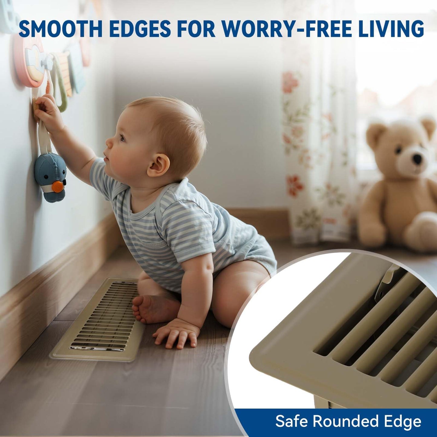 4" x 12" Floor Register Vent Covers 6-Pack, Walkable Powder-Coated Metal Vent Covers with Adjustable Airflow, Curved Safe Edges for Floor/Wall, Brown