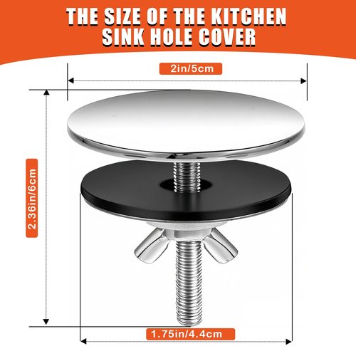 Kitchen Sink Hole Cover 2 Inch Stainless Steel Faucet Hole Cover Faucet Hole Cover for Kitchen Sink Tap Hole Plate Stopper Cover Metal Plug Silver Faucet Plug Covers
