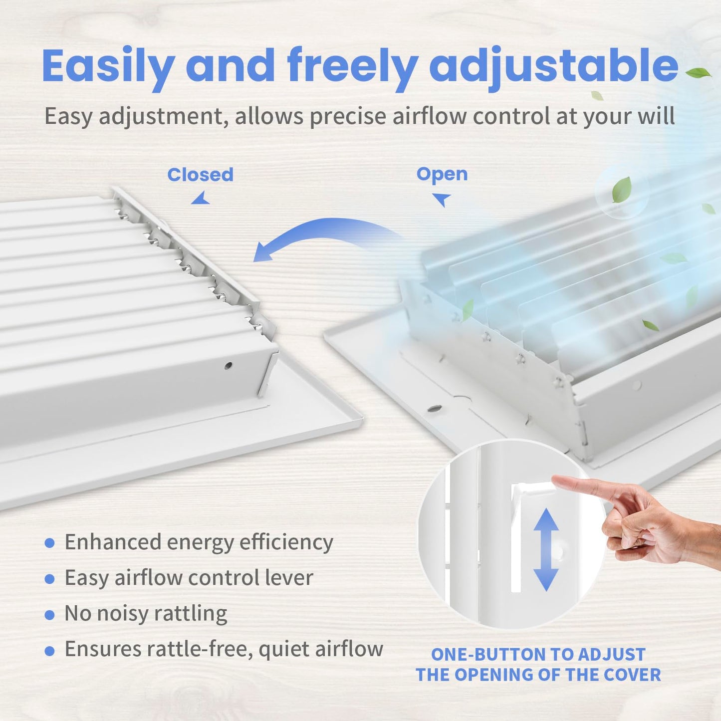 12 x 8 Inch [Duct Opening] Air Vent Covers for Wall or Ceiling - High Airflow 2 Way Steel Ventilation - Adjustable Wall/Ceiling Register, 13-3/4 Inch x 9-3/4 Inch [Overall Dimensions]