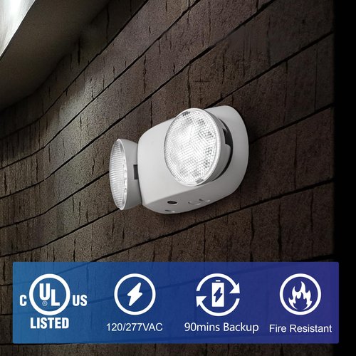 GZRUIYANG LED Emergency Lights with Battery Backup, Commercial Emergency Light Fixtures for Business Home Power Failure Emergency Exit Sign Lighting with 1.0 Meter Plug in Cord AC120V