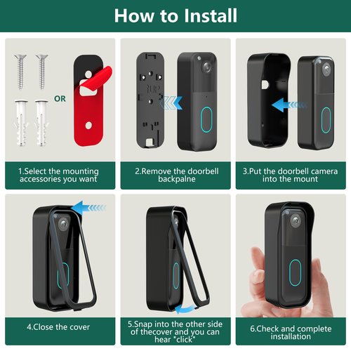 All-new Blink Doorbell Mount,Compatible with Blink Video Doorbell Camera(2nd Gen),No drilling Blink Mount Bracket,Easy to Install for Blink Doorbell Security System(Blink Doorbell Not Included),Black