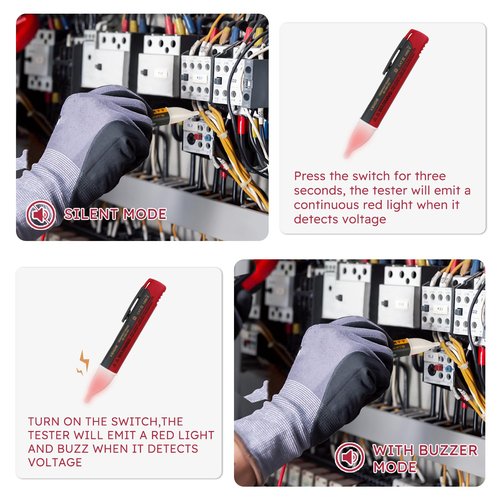 Non-Contact Voltage Tester Pen with Buzzer, Electrician Tool for AC Voltage Detection in Wires,Switches and Outlets, Safe and AccurateElectrical Tester for Home and Professional Use