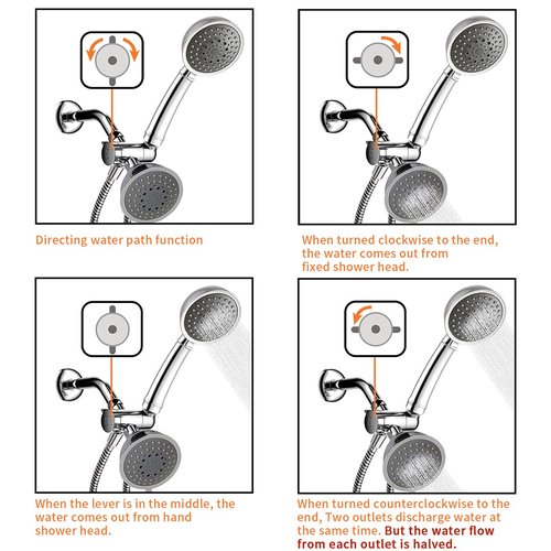 Meccion 3-Way Diverter Valve 1/2 Inch Shower Arm Diverter with Handheld Showerhead Bracket, Shower Head Arm Mounted Diverter with Teflon Tape
