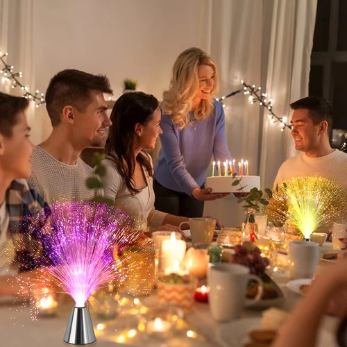 Sensory Fiber Optic Lamp - LED Color Changing with Cone Base - Fiber Optic Lights with Battery Powered - Calming Mood Night Light …