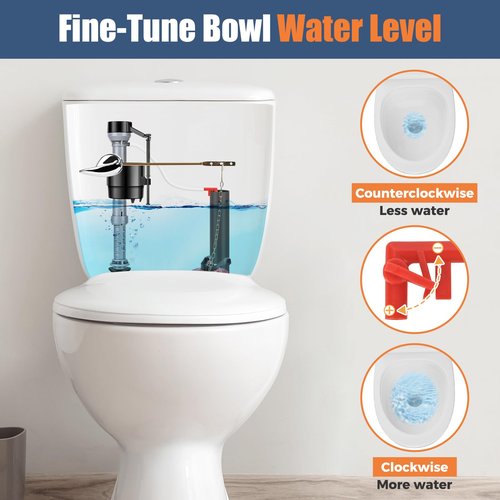 Teviora Universal Toilet Flusher Replacement Kit, Water-Saving & Height Adjustable Fill Valve, 2-Inch Flapper, Toilet Handle Lever, Quiet & Anti-Siphon Toilet Repair Kit Inside Tank (Red, 1-Pack)
