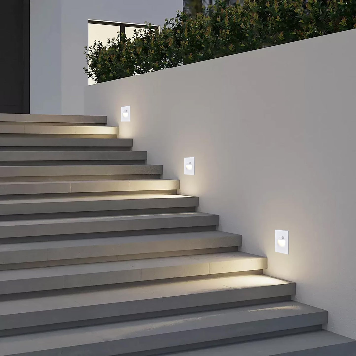 Edvivi Hardwired LED Step Light, Indoor/Outdoor 3000K White Vertical Stair Lighting Fixture with Motion and Photocell Sensor, Wet Location and Dimmable Step Lights for Stairway Pathway Patio, 1-Pack
