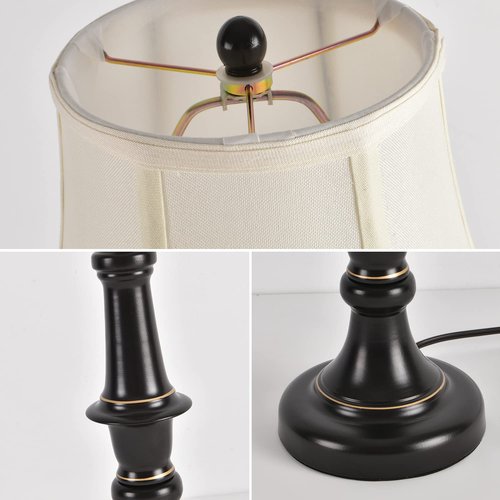 Smeike 2 Pack Vintage Style Buffet Table Lamp, Traditional Bedside Lamps, Tall Table Lamp Set of Two for Living Room, Bedroom