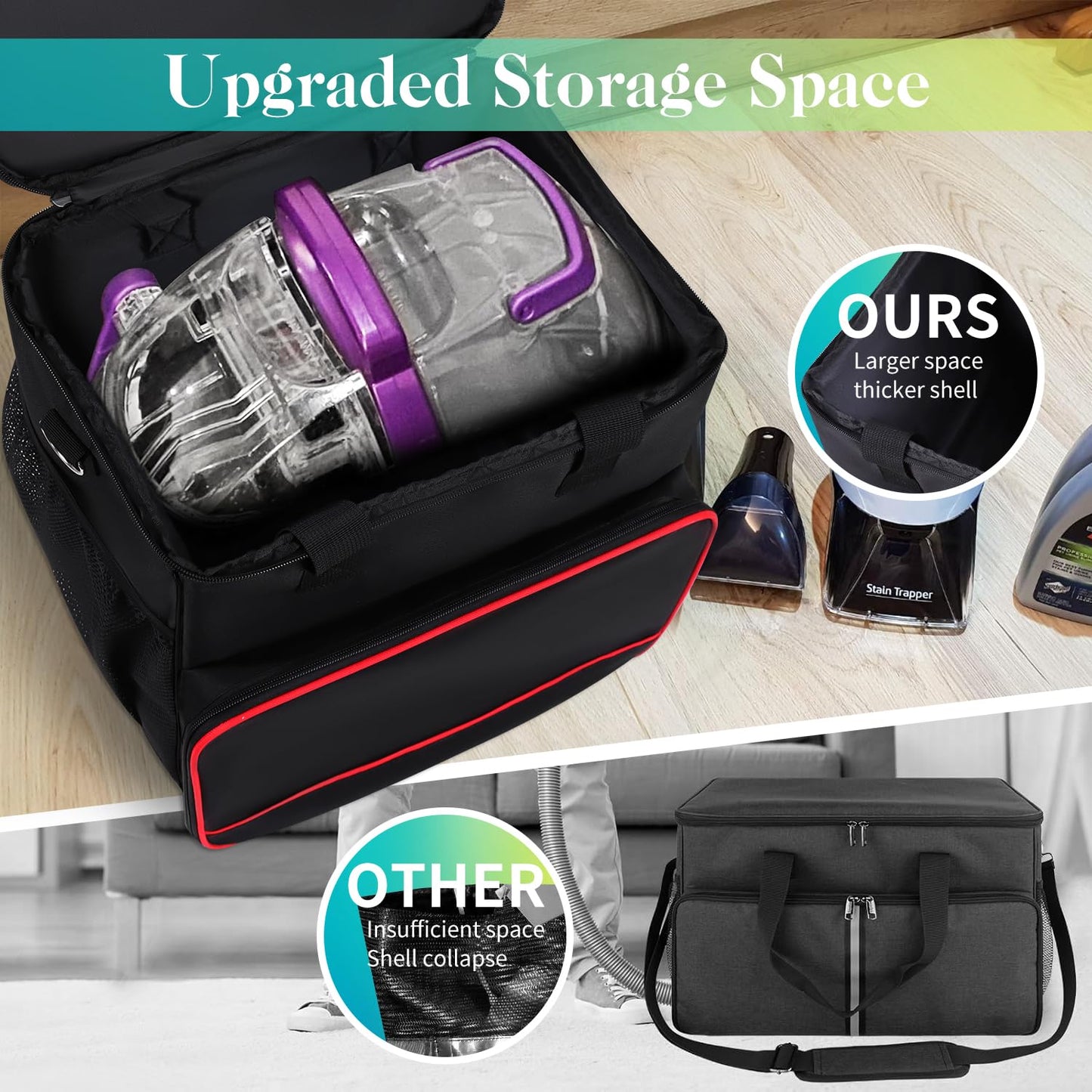 QWARVEL Storage Case for Bissell Carpet Cleaner Machine 3682/2458/3624/3860/Hoover Carpet Cleaner FH14050, Carry Bag Compatible with Bissell Upholstery Steamer Portable Steam Cleaner Storage Bag Only