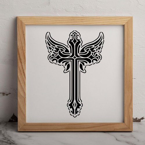 MAGJUCHE Cross Stencil 6 Inches, Reusable Cross Stencil for Painting DIY Crafts Decor