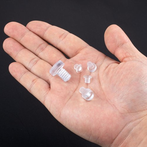 50 pcs Assorted Glass Top Table Bumpers with Stem, 5 Sizes Anti Slip Pads, Clear Rubber Grippers, Patio Table Spacers for Furniture (0.19, 0.20, 0.21, 0.24, 0.35 inch)